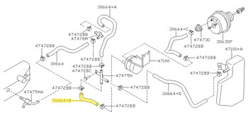 Clutch Master Vac Hose, 'T' Fitting to Vac. Tank, 90-96 300ZX Turbo w/ Manual Trans.