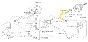 Clutch Master Vac Hose, Vac. Tank to Master Vac., 90-96 300ZX Turbo w/ Manual Trans.