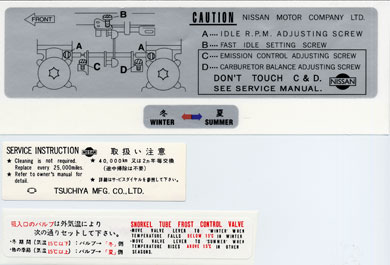 Decal Set: Air Filter Housing, Late 71-72 240Z