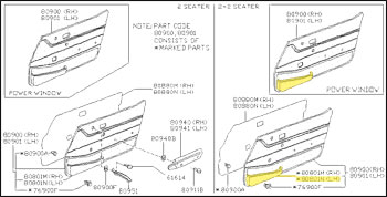 Factory Door Panel Pocket, Black, Left, 82-83 280ZX 2+2