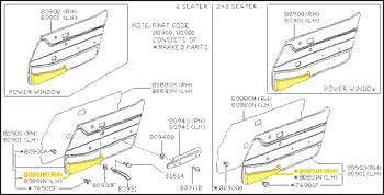 Factory Door Panel Pocket, Brown, Right, 81-83 280ZX