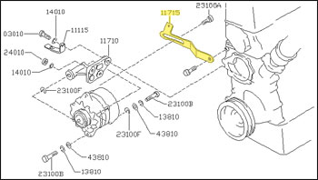 Factory Alternator Adjusting Arm, 79-83 280ZX