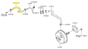 Factory Brake Master Vac Hose, Engine Side, 07-09 350Z