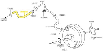 Factory Brake Master Vac Hose, Engine Side, 09-14 370Z