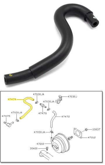 Factory Brake Master Vac Hose, Engine Side, 90-96 300ZX