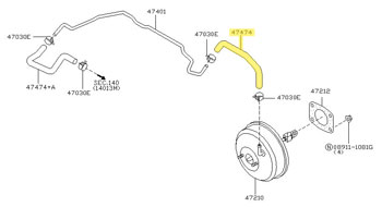 Factory Brake Master Vac Hose, Vac Side, 5/03-06 350Z