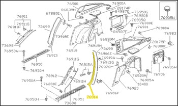 Factory Center Pillar Garnish, LH, T-Top, 84-89 300ZX 2+2