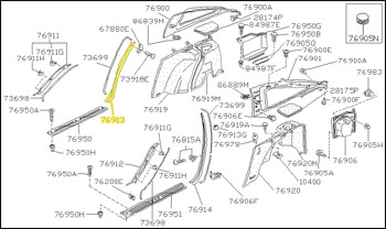 Factory Center Pillar Garnish, RH, T-Top, 84-89 300ZX 2+2