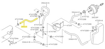 Factory Clutch Master Vac Hose, Engine to Check Valve, 90-96 300ZX Turbo w/ Manual Trans.