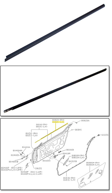 Factory Door Upper Molding, Left, 90-96 300ZX