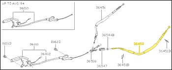 Factory Emergency Brake Cable, Rear Left, 84-89 300ZX