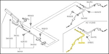 Factory Emergency Brake Cable, Rear Left, 90-96 300ZX 2+2