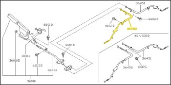 Factory Emergency Brake Cable, Rear Left, 90-96 300ZX Coupe, Conv.