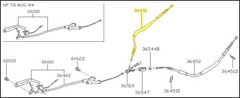 Factory Emergency Brake Cable, Rear Right, 84-89 300ZX