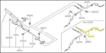 Factory Emergency Brake Cable, Rear Right, 90-96 300ZX 2+2