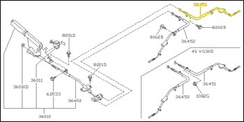 Factory Emergency Brake Cable, Rear Right, 90-96 300ZX Coupe, Conv.