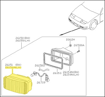 Factory Fog Light Lens, Left, 90-96 300ZX