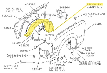 Factory Inner Fender Liner, Front Right, 87-89 300ZX