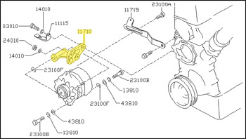 Factory Lower Alternator Mount Bracket, 70-83 Z/ZX