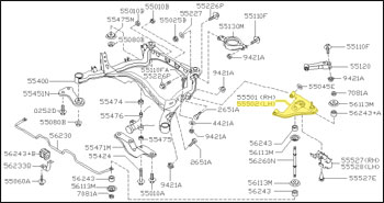 Factory Lower Control Arm, Rear Left, 90-96 300ZX Turbo