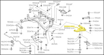 Factory Lower Control Arm, Rear Right, 90-96 300ZX Turbo