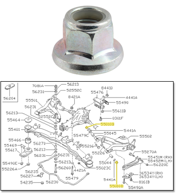 Factory Nut, Rear Control Arm, 84-89 300ZX