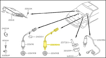 Factory Oxygen Sensor, Left, 9/93-96 300ZX N/T