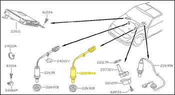 Factory Oxygen Sensor, Left, 9/93-96 300ZX Turbo