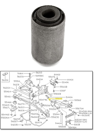 Factory Rear Control Arm Bushing, Inner, 84-89 300ZX