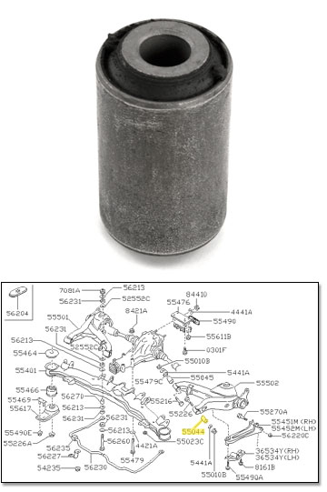 Factory Rear Control Arm Bushing, Outer, 84-89 300ZX