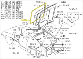 Factory Rear Window Trim Set, Chrome, 79-83 280ZX 2+2