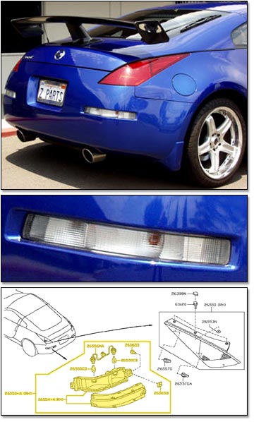 Factory Reverse Light & Turn Signal Assembly, Right, 03-09 350Z