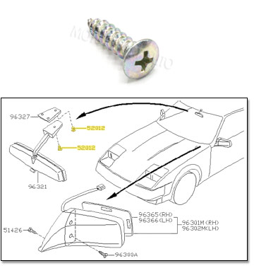 Factory Screw, Rear View Mirror Base, 84-89 300ZX