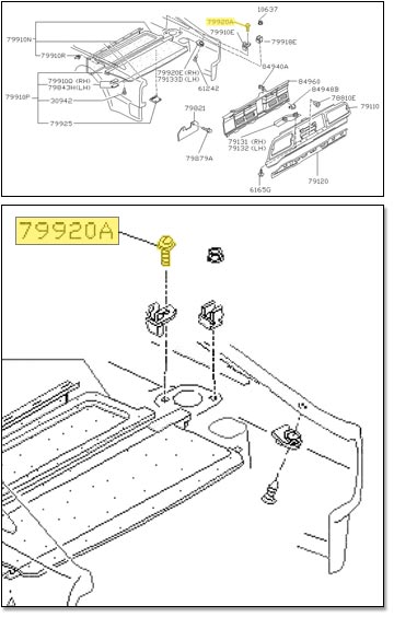 Factory Screw, Tonneau Cover Tray Retaining Clip, 84-89 300ZX