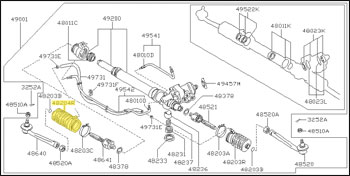 Factory Steering Rack Boot, Right, 84-89 300ZX