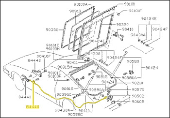 Factory Tailgate Opener Cable, 79-83 280ZX Coupe