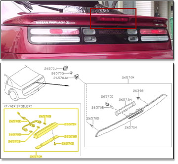 Factory Third Brake Light, 90-8/93 300ZX w/ Factory Spoiler