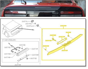 Factory Third Brake Light, 90-96 300ZX w/o Spoiler, 9/93-96 w/ Factory Spoiler