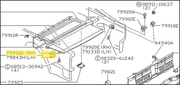 Factory Tonneau Cover Pin Assembly, Right, 84-89 300ZX