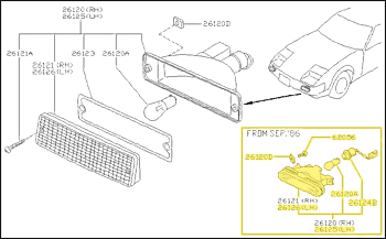 Factory Turn Signal Assembly, Left, 87-89 300ZX