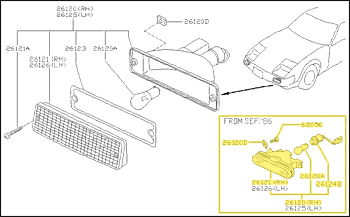 Factory Turn Signal Assembly, Right, 87-89 300ZX