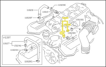 Factory Valve Cover Breather Hose, 84-89 300ZX N/T