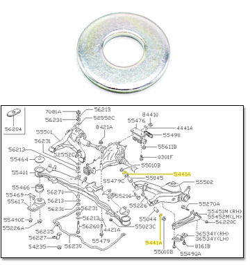 Factory Washer, Control Arm Bolt, Rear, 84-89 300ZX