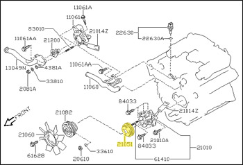 Factory Water Pump Pulley, 90-96 300ZX Turbo