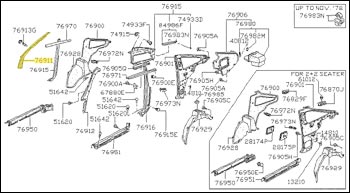 Factory Windshield Pillar Trim, RH, Brown, 79-80 280ZX