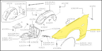 Factory Fender, Right, 90-96 300ZX