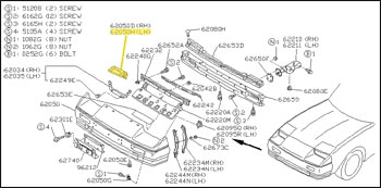 Factory Front Bumper Support Left, 87-89 300ZX