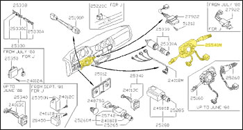 Factory Headlight Switch Assembly, 81 280ZX GL