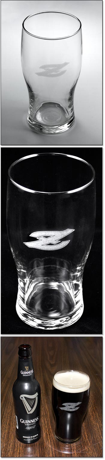 Laser Engraved Classic "Z" Logo Irish Pub Glass