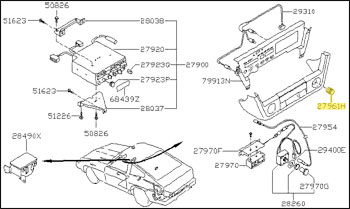 Factory Radio Panel Plug, Red, 79-83 280ZX